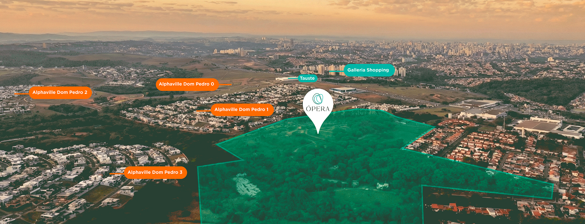 Mapa da localização do Ópera Campinas em Campinas, ao lado do Alphaville